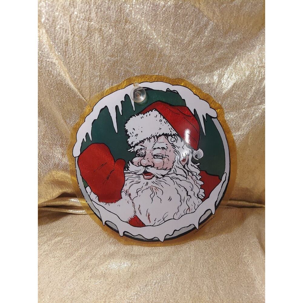 Vintage 1989 Prismatix Sun Catcher Plastic Santa Window Decor Christmas Holiday